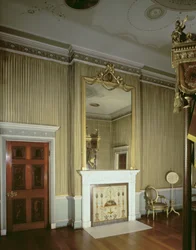 Sovrum med öppen spis designad av Adam, c.1776 foto